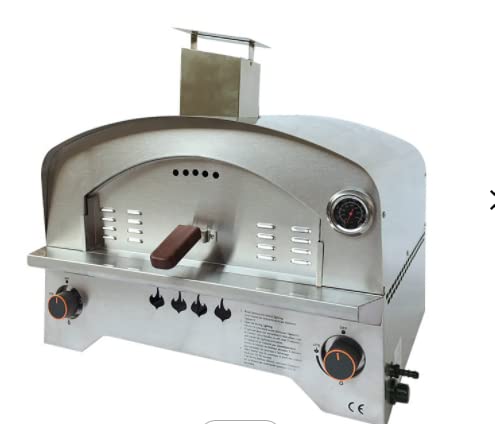 Super Grills 2-Burner Table Top Gas Pizza Oven — Stainless Steel, Portable, with 14" Pizza Stone, Outdoor Cooking