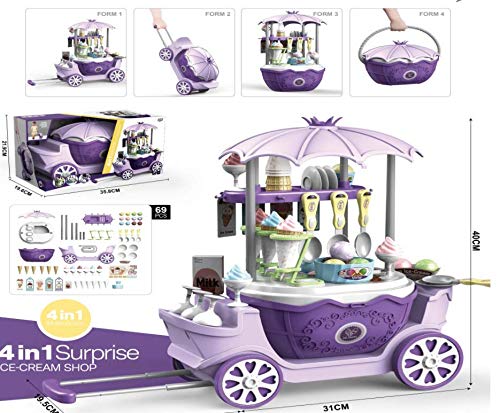 Suprills 4-in-1 Multifunction Home Play Set — Ice Cream Shop, Dental Doctor, Hairdresser & Trolley Role Play for Kids