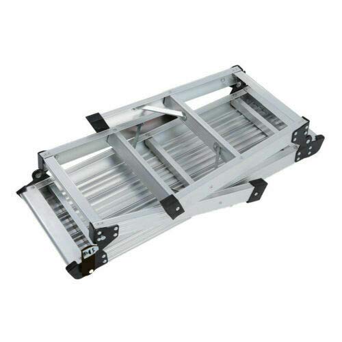 Suprills Odd Job Aluminum Hop Up Folding Stool — Heavy Duty Portable Step Ladder & Platform Bench, Silver