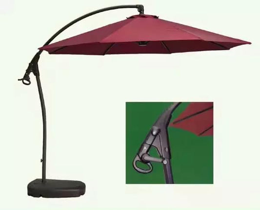 Suprills 3M Outdoor Hanging Parasol With Crank Handle Patio Sun Shade - Garden Furniture Banana Cantilever Umbrella with Base, Ideal for Garden and Provides water Protection in Red Color