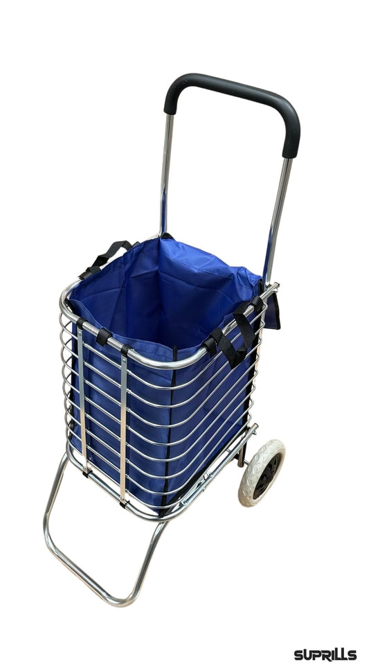 Aluminum Alloy Foldable Shopping Trolley Folding Portable Lightweight with A Bag Stainless Steel Bracket for Climbing Wheel