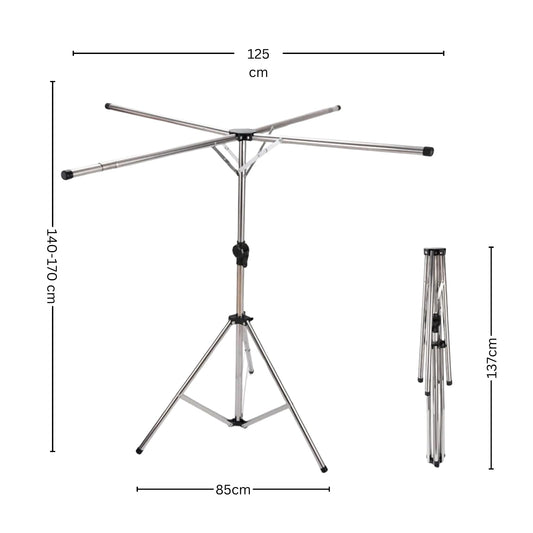 SUPER7 Super Folding Clothes Airer adjustable portable4 ARM Dryer Rack Laundry Rail Hanger Indoor Outdoor Folds Flat for Storage Easy Setup Great for Indoor Outdoor Use