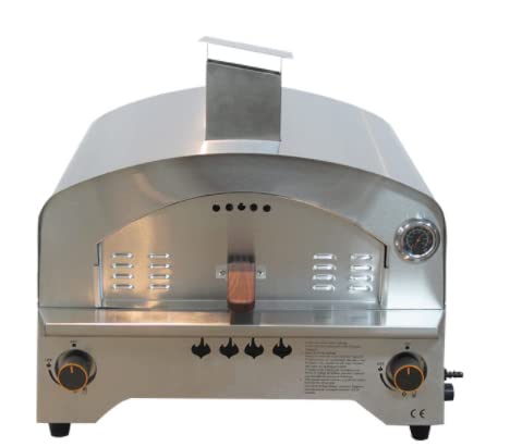 Super Grills 2-Burner Table Top Gas Pizza Oven — Stainless Steel, Portable, with 14" Pizza Stone, Outdoor Cooking