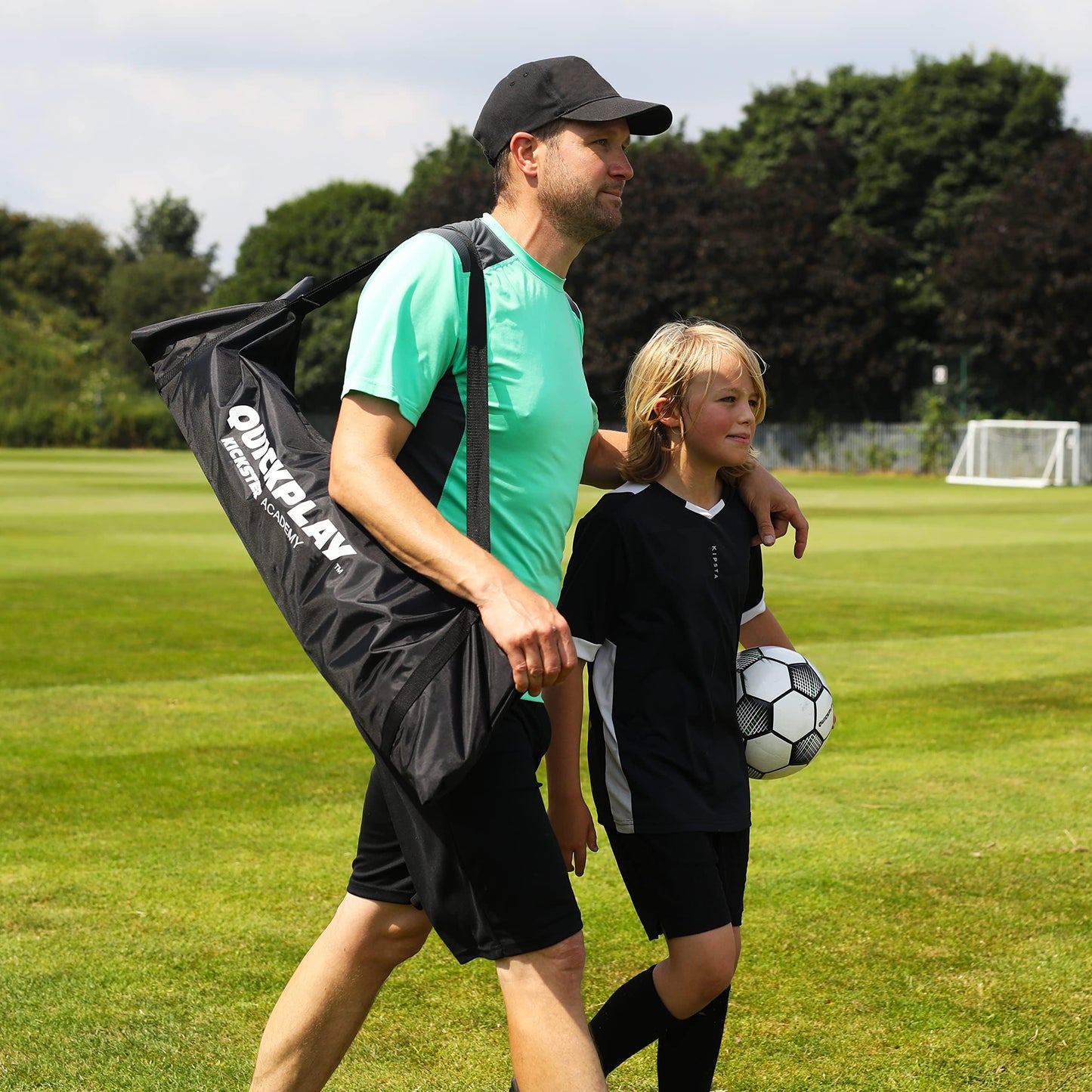 QUICKPLAY Kickster Football Goal– Ultra Portable Football Equipment includes Football Net and Carry Bag [Single Goal]