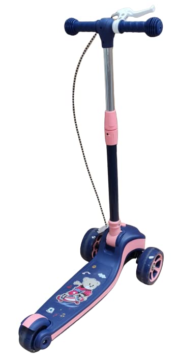 Foldable 3 Wheel Kids Toys Kick Foot Scooter with Light Wheel and Music, Tri Scooter, Easy Folding System, Height Adjustable Handlebars, Tilt To Turn Steering,