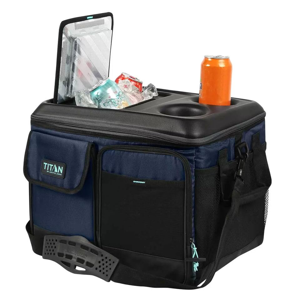 Arctic Zone Titan 50 Can Collapsible Cooler Ice Bag Food Drinks with Table Top Blue