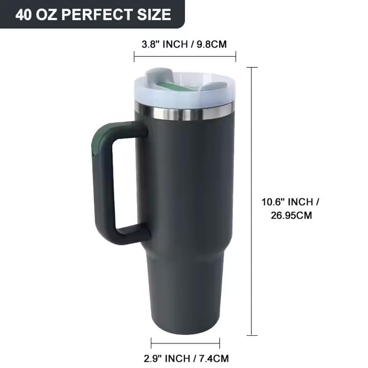 Suprills Modern Tumbler 40 oz with Handle and Straw, Insulated Stainless Steel Water Bottle, Hot Water Bottle, Travel Mug for Iced Coffee, Gifts for Women and Men, Come with Set of 4 Cups