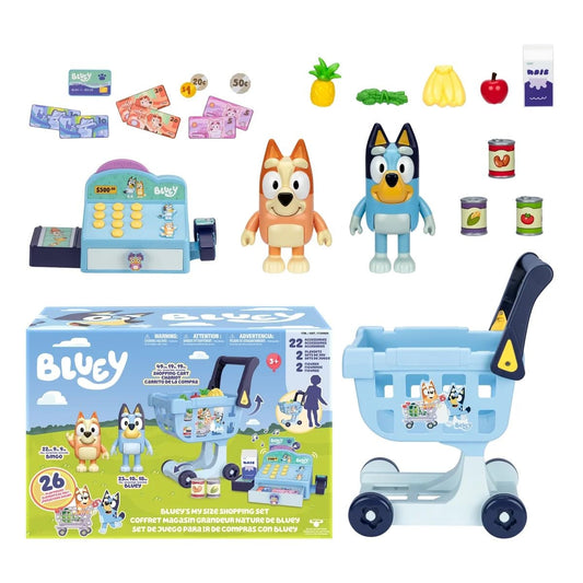 Bluey My Size Shopping Cart And Cash Register 26 Pieces
