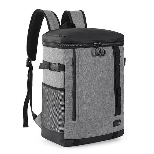 Suprills 24L Insulated Lunch Bag Backpack — 30-Can Cooler with Hard Liner, Waterproof Grey, Lightweight for Camping & Work