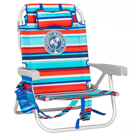 Tommy Bahama Beach Chair Model 2025. Red/Blue Stripes.