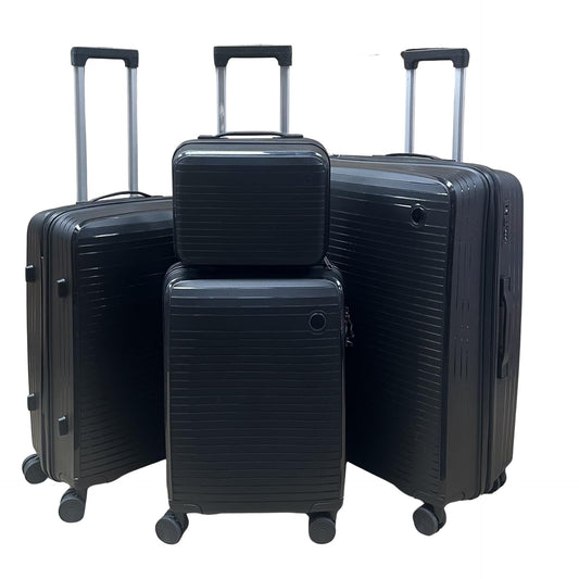 Suprills 4-Piece Luggage Set - Lightweight PP Shell Trolley Case with TSA Lock, Cabin Suitcase, 20" 24" 28" Suitcases, 14" Beauty Case, 360° Spinner Wheels