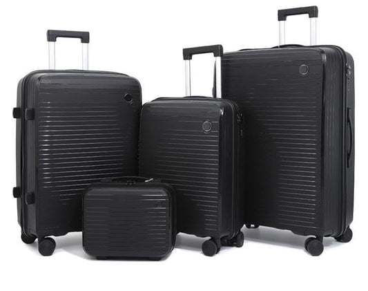 Suprills 4-Piece Luggage Set - Lightweight PP Shell Trolley Case with TSA Lock, Cabin Suitcase, 20" 24" 28" Suitcases, 14" Beauty Case, 360° Spinner Wheels