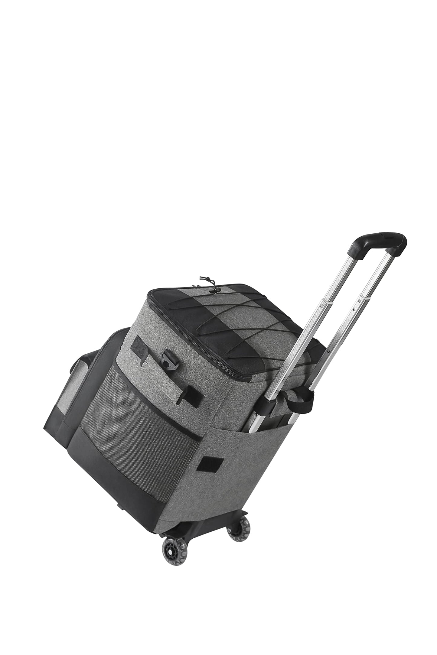 Suprills 32L Rolling Cooler with Foldable All-Terrain Cart — Grey & Black, for Camping, Picnics, Outdoor Parties