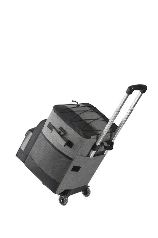 Suprills 32L Rolling Cooler with Foldable All-Terrain Cart — Grey & Black, for Camping, Picnics, Outdoor Parties