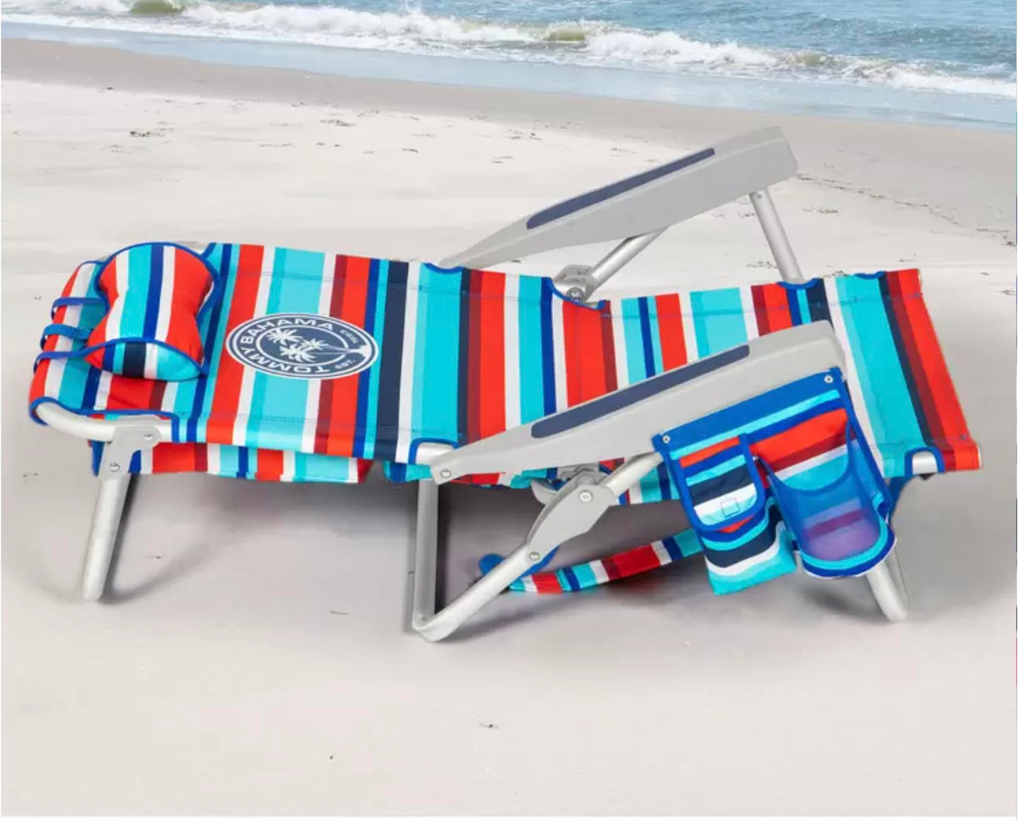 Tommy Bahama Beach Chair Model 2025. Red/Blue Stripes.