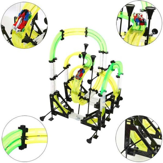 Suprills 3D Competition Single Track Infrared Remote Control Car 440cm track Length - The Boys Exciting Boys Toys with Crank, 29 Tracks, 1 Car and 1 Remote Control
