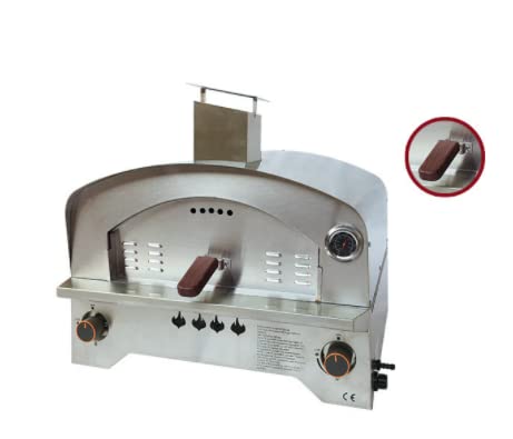 Super Grills 2-Burner Table Top Gas Pizza Oven — Stainless Steel, Portable, with 14" Pizza Stone, Outdoor Cooking
