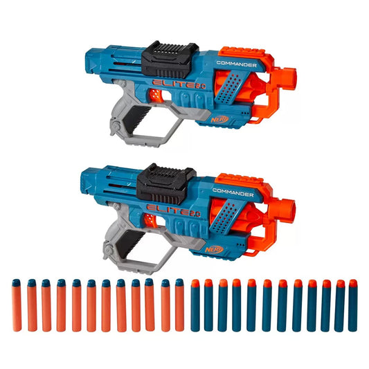 Nerf Elite 2.0 Commander RD-6 Blaster, 2 Pack, 24 Official Darts, 6-Dart Rotating Drum, Built-In Customizing Capabilities (8+ Years)