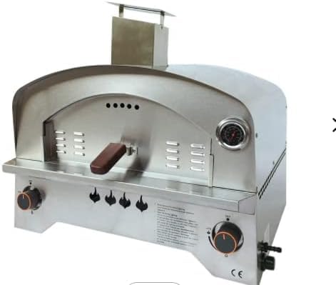 Suprills Pizza Oven for Outdoor BBQ - Includes Pizza Stone, Stainless Steel Gas BBQ Table Top, Temperature Gauge -Fired with Gas Suitable for up to 16” Pizzas