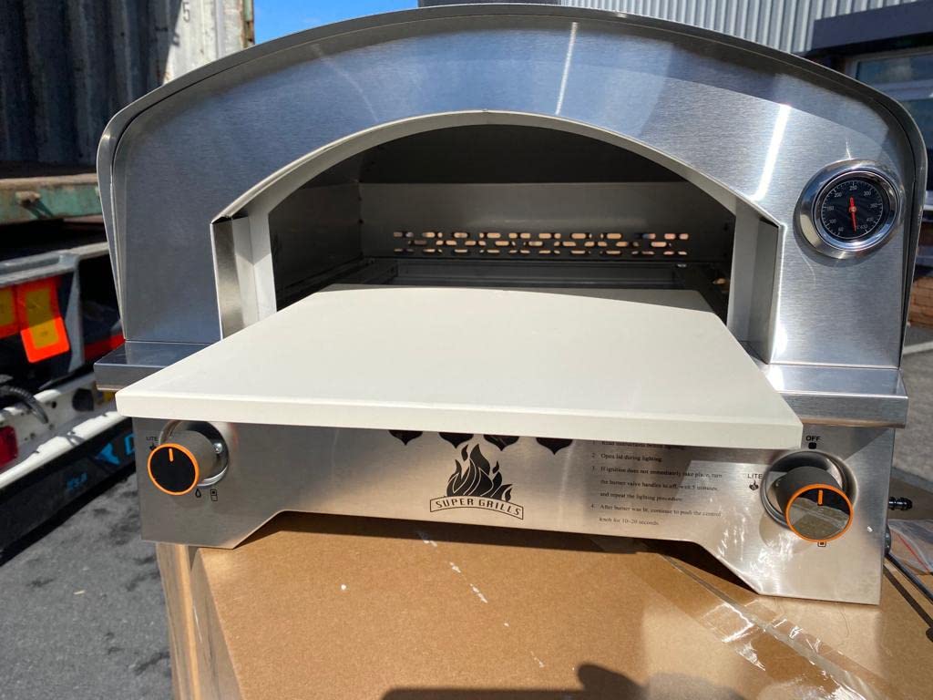 Super Grills 2-Burner Table Top Gas Pizza Oven — Stainless Steel, Portable, with 14" Pizza Stone, Outdoor Cooking