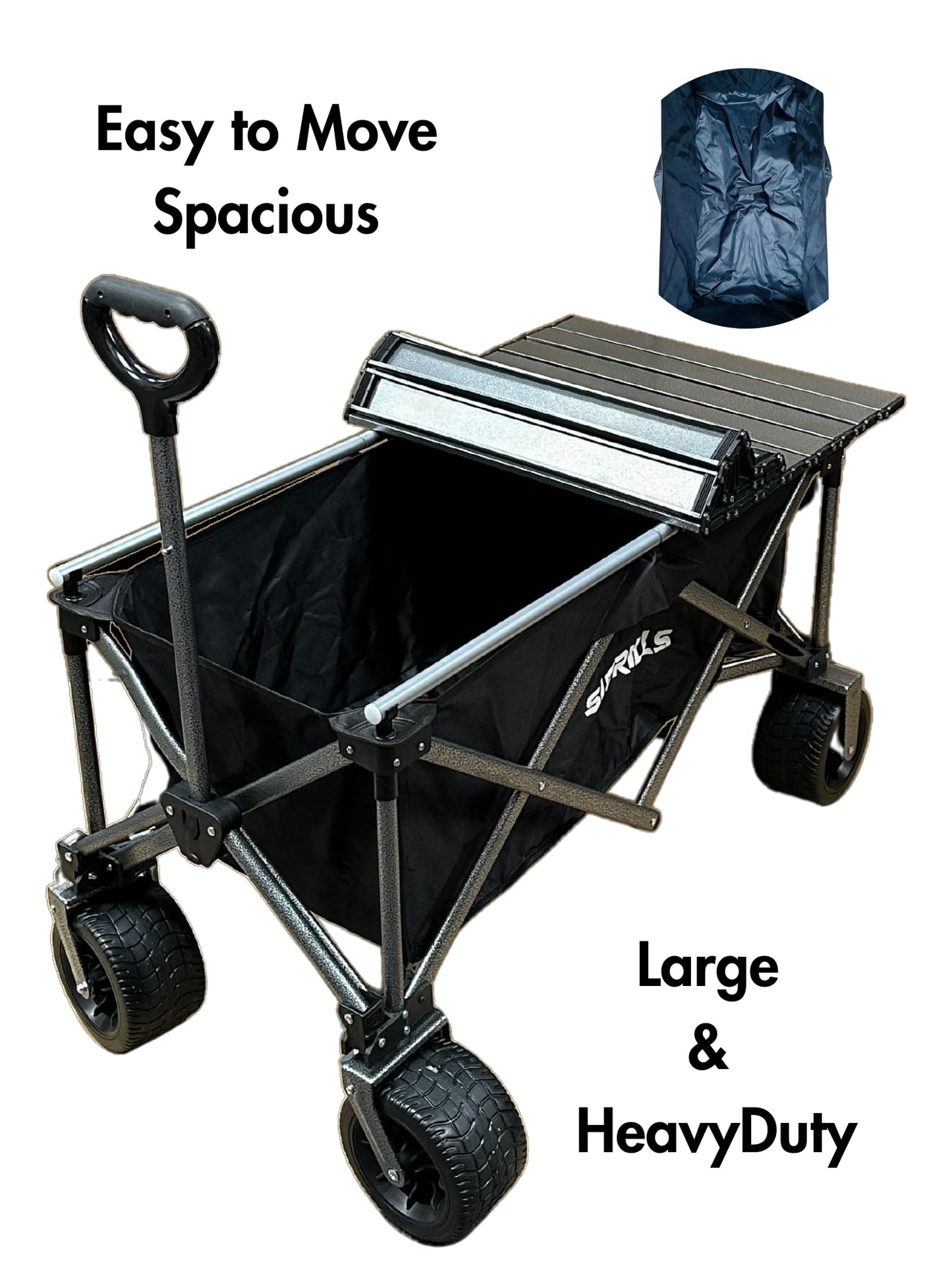 Suprills 160L Folding Festival Trolley — Heavy Duty Collapsible Camping, Garden & Beach Wagon with Table Top & Wide Wheels, 120kg Capacity