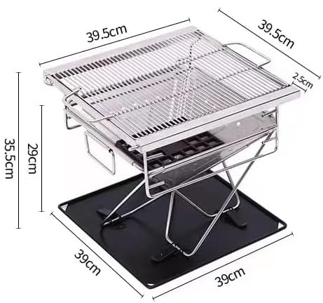 Super grills Stainless Steel Foldable Portable Charcoal barbecue BBQ Grill Camping Picinics Outdoor comes with cover