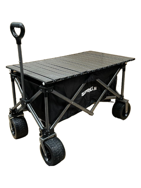 Suprills 160L Folding Festival Trolley — Heavy Duty Collapsible Camping, Garden & Beach Wagon with Table Top & Wide Wheels, 120kg Capacity
