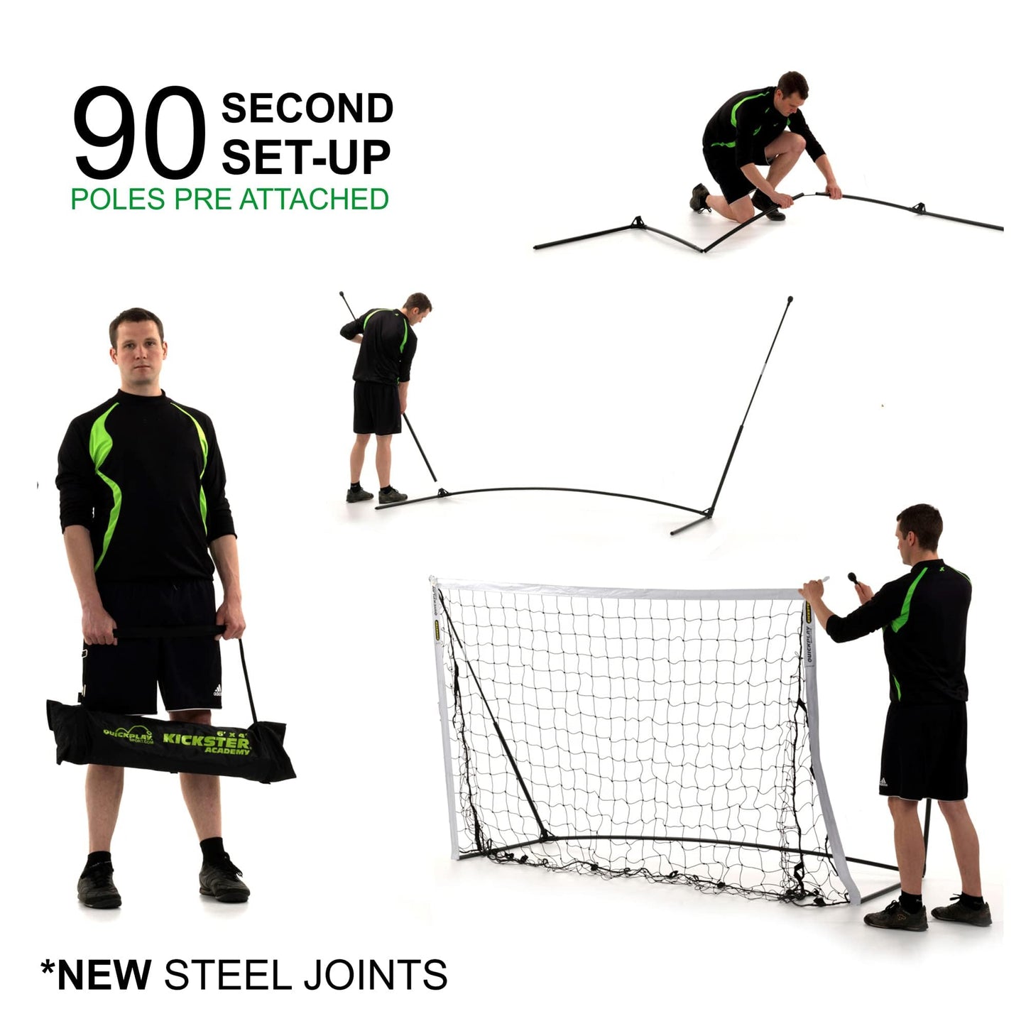 QUICKPLAY Kickster Football Goal– Ultra Portable Football Equipment includes Football Net and Carry Bag [Single Goal]