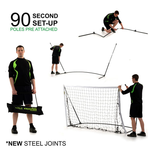 QUICKPLAY Kickster Football Goal– Ultra Portable Football Equipment includes Football Net and Carry Bag [Single Goal]
